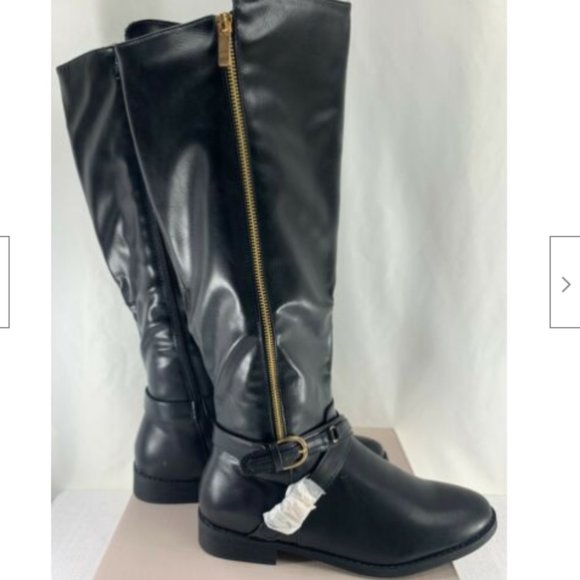 JUST FAB Women's Black Leyla Faux Leather Boots - Picture 1 of 4